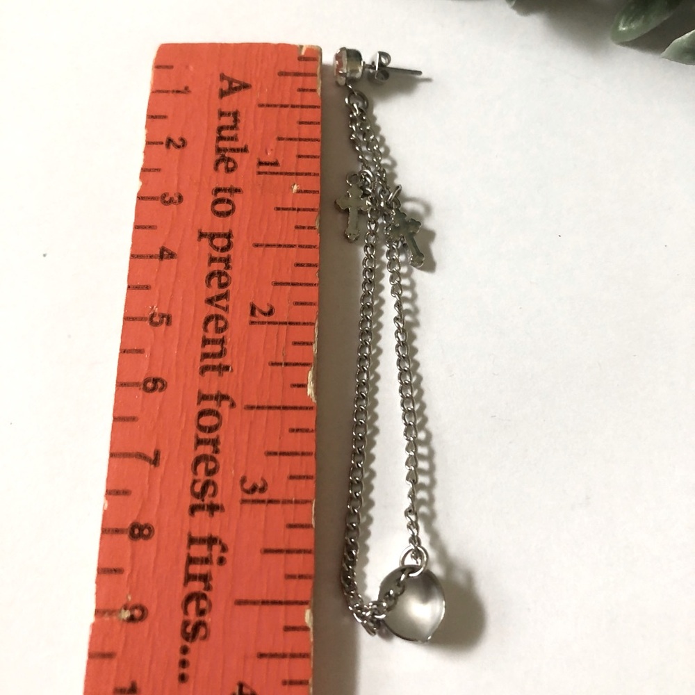 Silver Cross Dangle Earring - Picture 5 of 5